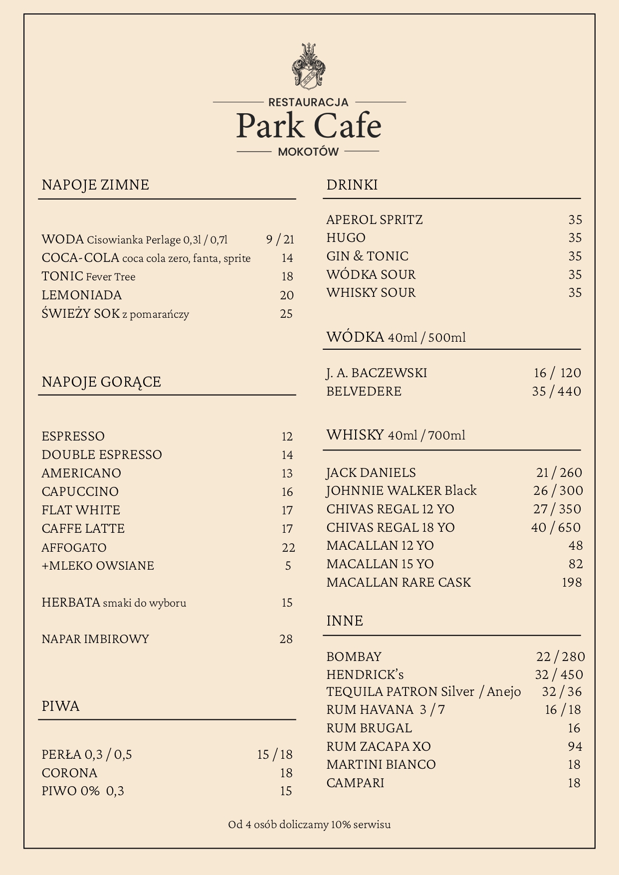 Menu Park Cafe 2