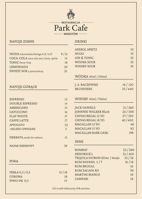 Menu Park Cafe 2