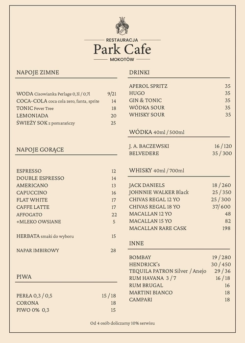 Menu Park Cafe 2